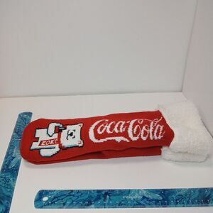 New Coca-Cola Red Fur Lined Cozy Socks – Warm Winter Slippers Giftable